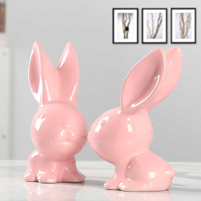 Modern household adornment ark, creative craft gift porcelain rabbit sitting room office desktop small ornament furnishing articles