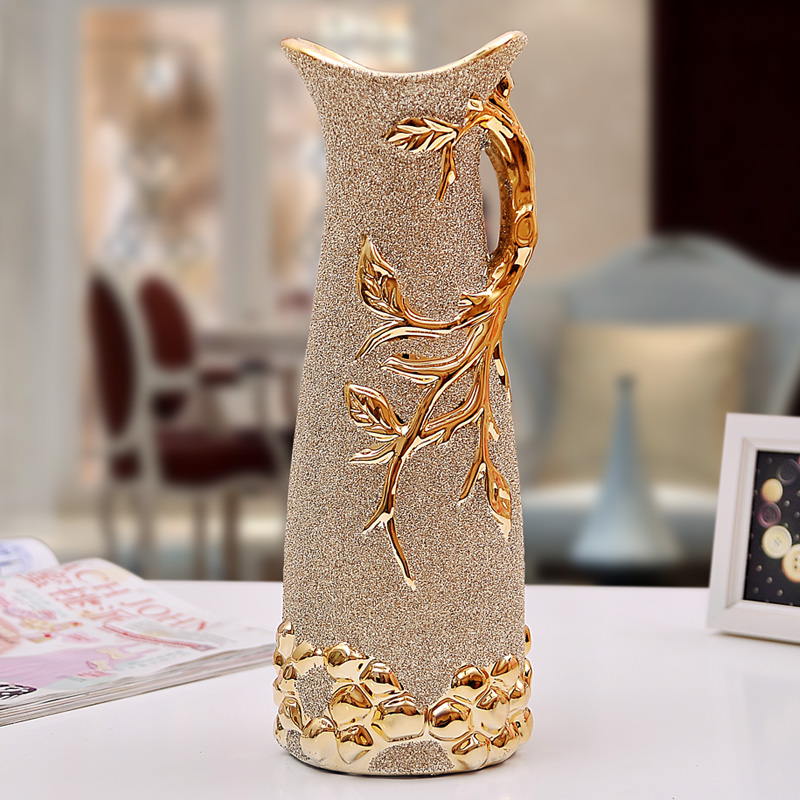 Jingdezhen ceramic craft gifts creative furnishing articles wedding gifts home decoration electroplating frosted trees handle the vase