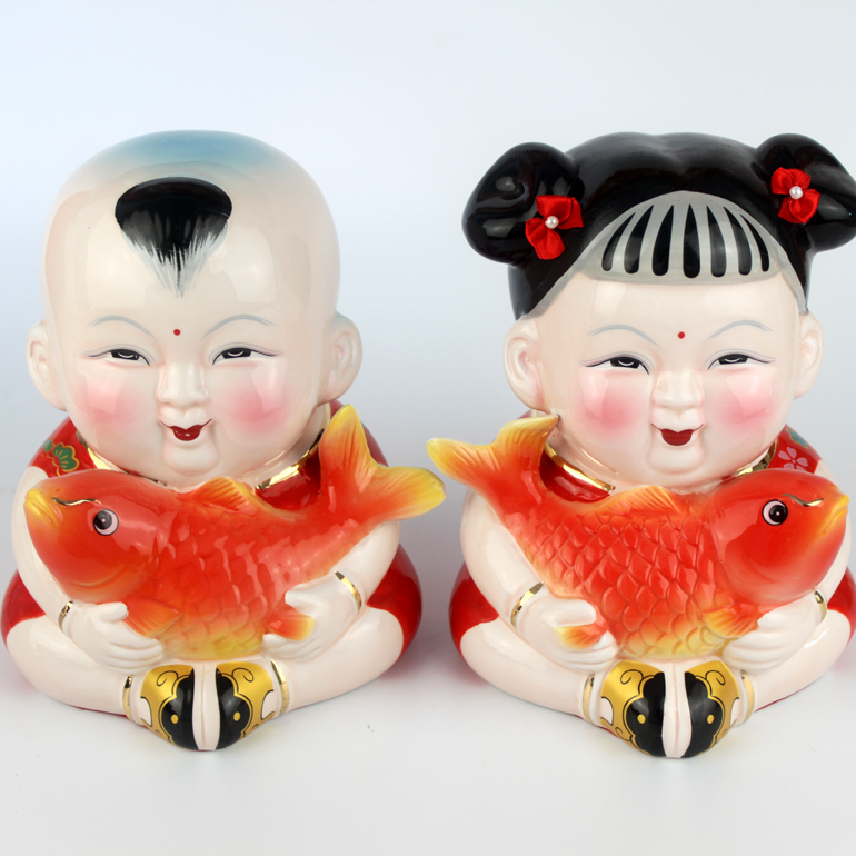 Strong sequence jingdezhen ceramic furnishing articles home decorations children 's men and a China wedding housewarming gift