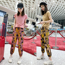 European station leisure sports set women summer 2021 New European short sleeve split Harlan pants pair pair