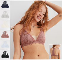 American Eagle AE beauty back side closure bralette triangle cup French ultra-thin rimless vest bra underwear S-XL