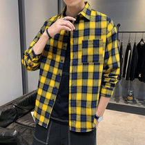 Autumn and winter plaid shirt mens casual cotton mens long sleeve loose size shirt students Korean trend coat