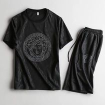 Sports suit mens T-shirt summer short sleeve shorts plus fat plus size sports quick-drying loose thin two-piece set