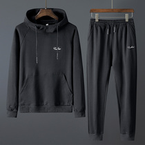 Fatty plus fat extra sports suit mens spring and autumn casual clothes fat clothes large size hooded sweater two-piece set