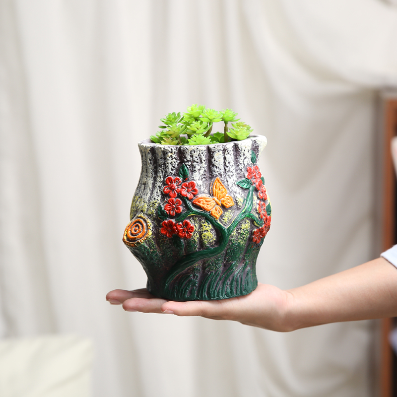 Green, the plants potted meat mage, Green plant ceramic flower pot European contracted more move potted flowers, old running the ceramic flower pot