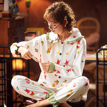 Lunar clothing cotton 3 months spring and autumn postpartum lactation feeding milk clothing summer thin pregnant women waiting for birth admission to serve pajamas 2