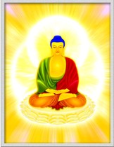 The pure handmade Buddha portrait Sakyamuni Buddha 004 photo paper double-sided plastic package Om mani pami hum