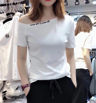 european station 2022 summer new european fashion trendy slim all match shoulder short sleeve t-shirt women loose top