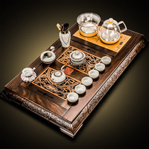 Ebony solid wood tea tray Copper-faced Kung Fu tea set Home office meeting guests automatic tea table on the bottom