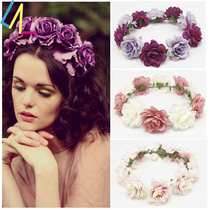 Women girls flower crown Bride Floral Hair band Accessories