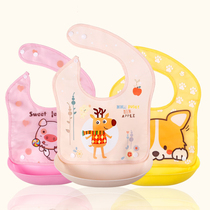 Baby eating bib Waterproof three-dimensional imitation silicone rice pocket bib Baby childrens saliva pocket Large leave-in pocket