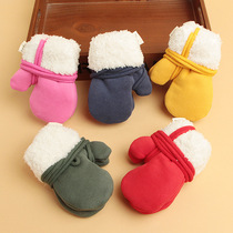 Baby gloves winter cute baby bag cover 1-2-7 years old boy and girl velvet thickened childrens gloves to keep warm