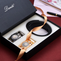 The first layer of cowhide mens belt Leather automatic buckle youth double buckle head soft leather belt young man pants with wild tide