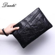 Brand mens handbag large capacity business clutch leather mens bag hand grab bag head layer sheepskin 2021 new trend