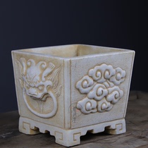 Elegant Art Crafts Han White Jade Pure Hand Engraving Chinese Beasts Head Xiangyun Stone Basin Will Be Classy Chen
