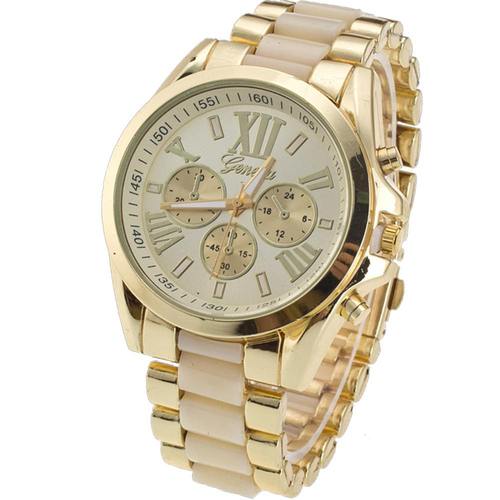 geneva日内瓦手表三眼六针合金卡胶男士潮流罗马数字钢带手表_7折现价