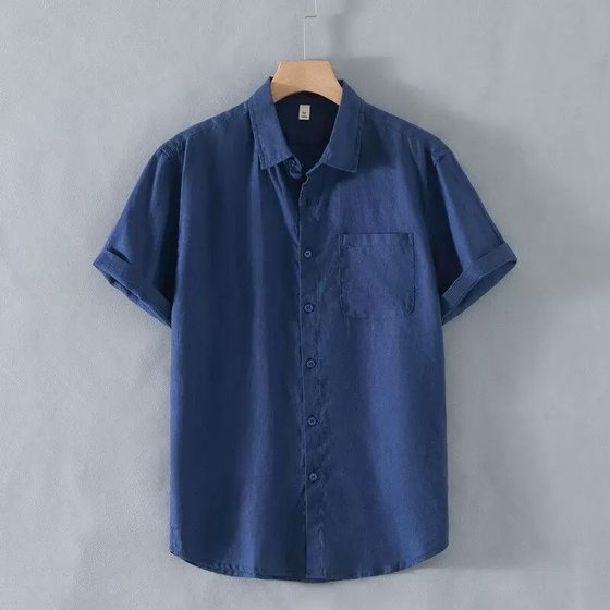 Middle -aged and elderly flax short -sleeved shirt men's cotton and linen loose top elderly Middle -aged and elderly flax short -sleeved shirt men's cotton and linen loose top elderly