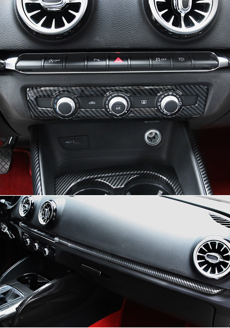 适用奥迪a3内饰改装件中控排挡位面板装饰框rs3碳纤维纹汽车用品