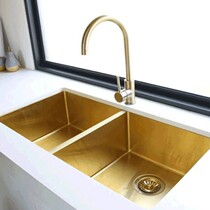 Kitchen sink brass pure copper brushed vintage Nordic art cabinet kitchen sink single trough washing table basin Basin pool