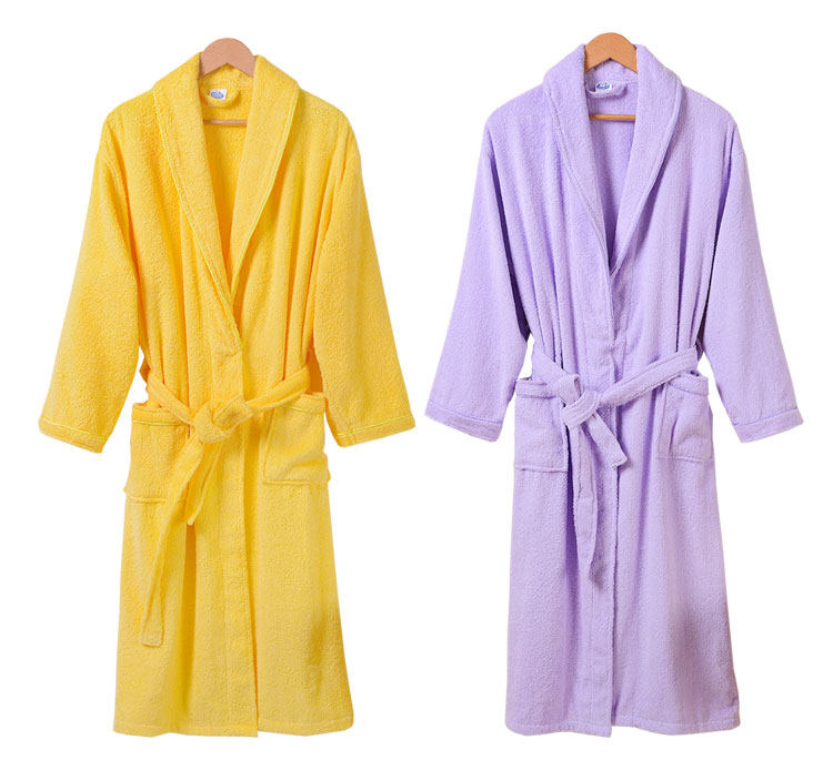 浴袍纯棉毛巾料水墨风提花吸水男女情侣款春夏秋冬游泳洗澡浴衣