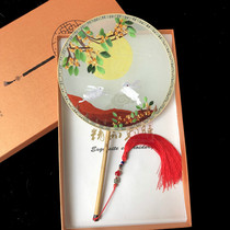 Moon rabbit Suzhou embroidery double-sided Su embroidery round Group fan giving gifts to foreigners abroad Hanfu cosplay