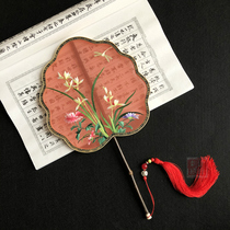 Su embroidery fan double-sided embroidery Group fan ancient style embroidery Purple Bamboo Palace fan Suzhou embroidery silk embroidery Hanfu tassel fan
