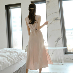 New style design sense small crowd light mature waist closing shirt thin and long skirt in summer