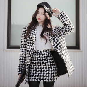 autumn fashion jacket + hip-wrapped half-length skirt two-piece 