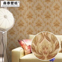 European 3D three-dimensional embossed Damascus wallpaper bedroom study living room TV background wall KTV bar wallpaper