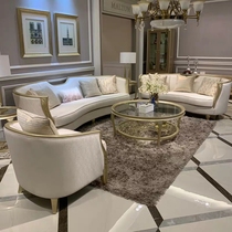 American Light Lavish Sofa Combination Minimu Solid Wood Arched Villa Bu Sofa Living-room Glass Face Steel Glazed A Few Luxurious