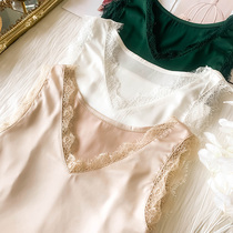 Satin Lace base shirt womens suit suit with a thin vneck suspender and sexy vest sleeveless top