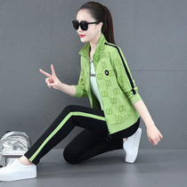 Light luxury sports suit women spring and autumn 2021 New Korean spring fashion large size casual wear Foreign style three-piece set