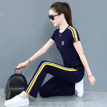 2021 sports suit women Summer thin casual two-piece fashion foreign style thin short sleeve summer running clothes
