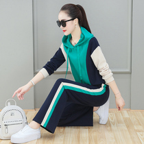 Sports Set Women Spring and Autumn 2021 New Fashion Hooded Long Sleeve Casual Running Wear Women Sweats Two Piece Tide