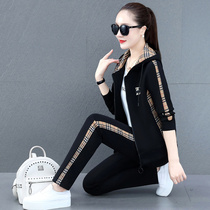 Sportswear set women autumn 2021 New Fashion loose age thin spring and autumn casual wear three sets
