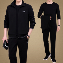 Middle-aged and elderly sports suit mens new spring and autumn plus fat plus size jacket casual wear set dad autumn three-piece set