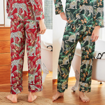 Silk pajamas men's spring summer single trousers pajama home