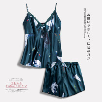 Pajama home dress female silk sexy condole belt shorts