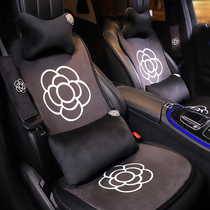 Car headrest neck pillow cute seat four-piece camellia flower seat cushion car pillow neck guard