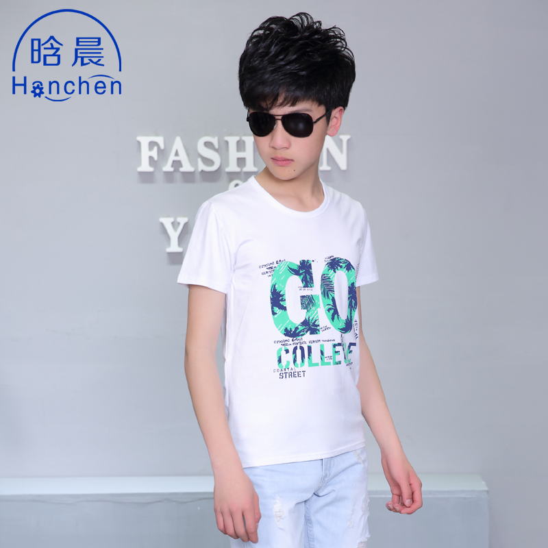 Children boys 2021 spring and summer new modal pure cotton teen middle school junior high school students short-sleeved boys