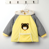 Autumn and winter crystal velvet men's and women's baby clothes cotton padded cotton baby cotton jacket protective clothing children wear reverse