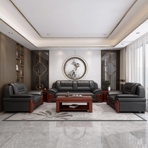 Office sofa business reception and reception Chinese-style large comfortable and simple modern three-person leather manager room leather art