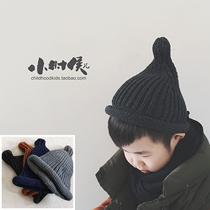Korean version of autumn and winter childrens cotton thread knitted tip hat boy curling cap female baby baby Choooo pacifier cap