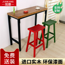 Modern simple bar chair Solid wood American bar stool High stool Bar chair high chair Milk tea shop high chair