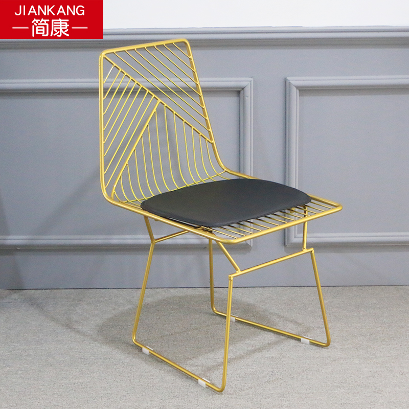 Nordic modern simple gold wrought iron restaurant chair Cafe bar bar chair backrest chair Leisure creative chair