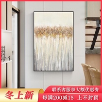 Yimei hand-painted wealth tree oil painting Nordic simple vertical abstract painting modern light luxury corridor porch living room hanging painting