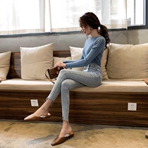 Autumn and winter sexy smoke gray jeans high waist slim slim pants fashion tight nine points pencil pants