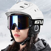GUB ski helmet male and female professional ski gear warm and breathable snow helmet adult winter veneer helmet protective gear