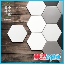 Small matches Black and white gray Nordic glazed tiles Matte simple kitchen bathroom tiles Hexagonal tiles Floor tiles Wall tiles