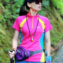 Quick-drying semi-sleeved womens large size outdoor running fast-drying clothes short-sleeved top sunscreen sweat-absorbing mountaineering T-shirt summer